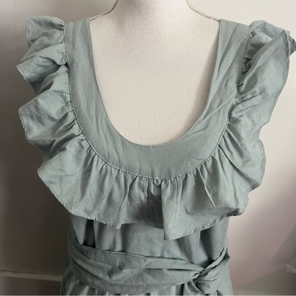 Free People • Ruffled Light Blue Lara Dress Criss Cross Back - Picture 3 of 11